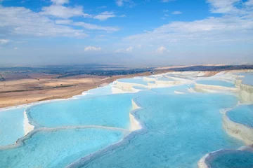 Fotobehang Turkije Ttravertijn zwembaden en terrassen, Pamukkale, Turkije