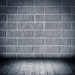 Tiled wall with a blank white bricks
