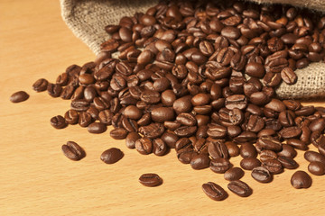 Coffee beans in a sack