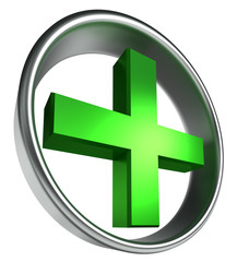 green health cross in round metal frame