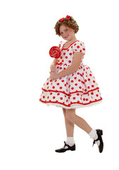 Standing in a Polka Dot Dreass Holding a Lollipop