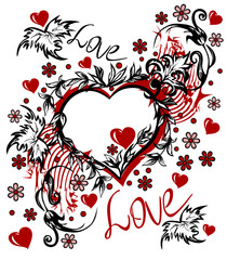 Valentine s Day card in the style of abstract floral pattern