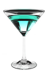 Blue cocktail isolated on white