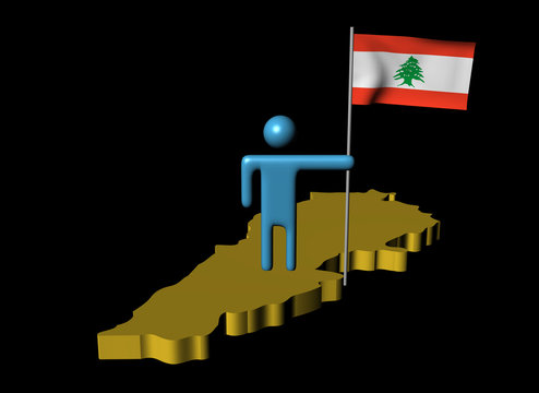 Abstract person with flag on Lebanon map illustration