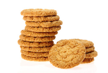 Delicious oatmeal cookie isolated on white background