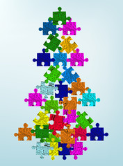 xmas tree illustration model made of puzzle circuit parts