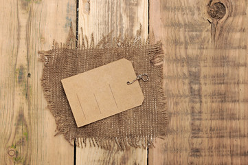 price tag on wood background