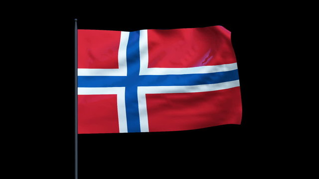 Norway Flag Waving, Seamless Loop, Alpha