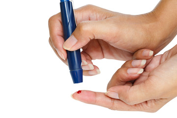 Diabetic lancet device in hand
