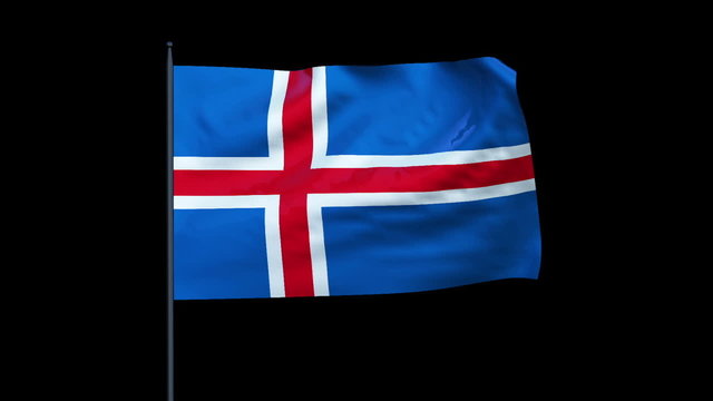 Iceland Flag Waving, Seamless Loop, Alpha