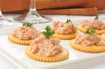 Ham salad on crackers