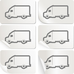 White sticker with delivery truck set
