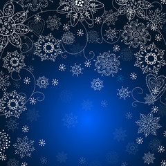 cristmas blue invitation card with white snowflake