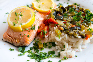 grilled salmon and rice