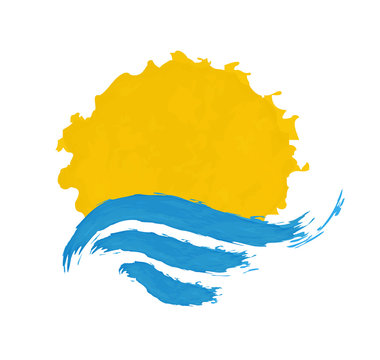 The sun and the sea. Vector icon illustration