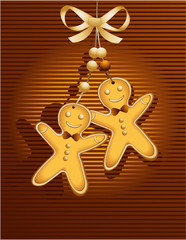 Christmas card with gingerbread man