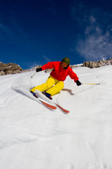 Freeride - man skiing downhill