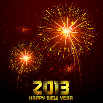 vector illustration of new year greeting for 2013 with firework