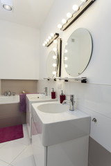 Washbasin and mirrors