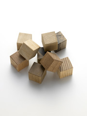 wooden cubes on a white background