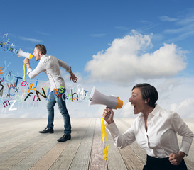 Business team with megaphone