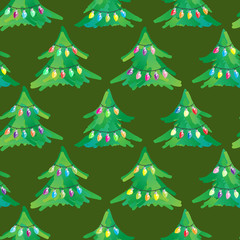 Seamless Fairy Light Adorned Christmas Tree Background
