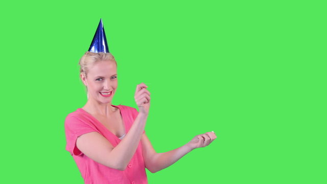 Female sticking needle in balloon
