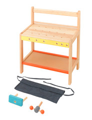 Wooden workshop table for kids isolates on white