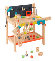 Table workshop wooden toy for children with craftsman tools