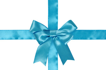 Blue ribbon with bow