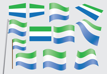 set of flags of Sierra Leone vector illustration