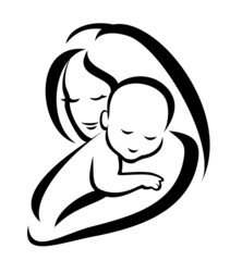 mother and baby vector symbol