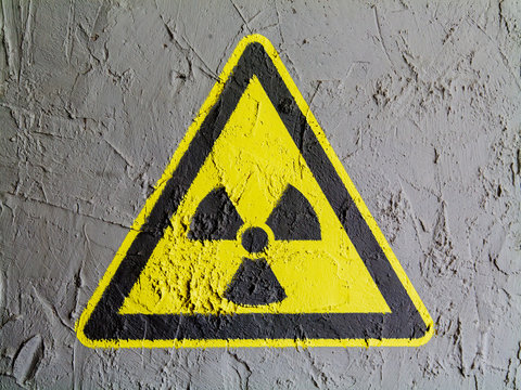 Nuclear radiation sign drawn on wall