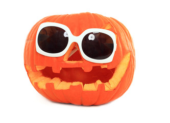 Halloween pumpkin with sunglases