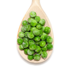 frozen peas isolated on white background