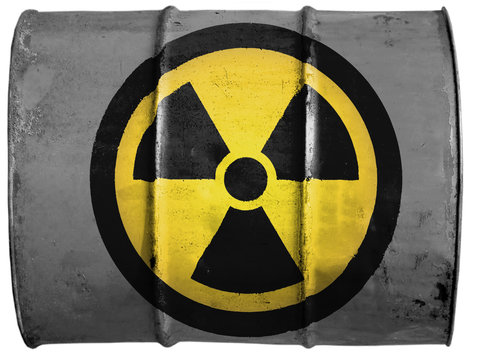 Nuclear radiation symbol painted on oil barrel