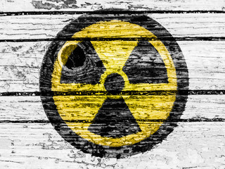 Fototapeta premium Nuclear radiation symbol painted on