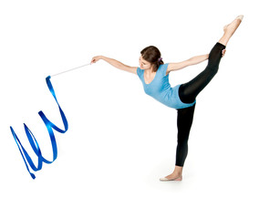 girl gymnast with a ribbon