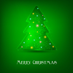Stylized luminous christmas tree. Vector background with copy sp