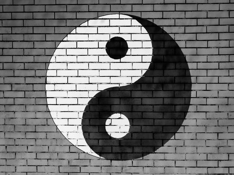 The Ying Yang sign painted on