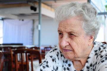 senior woman at cafe