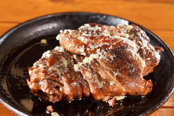 pork shank glazed with honey and garlic