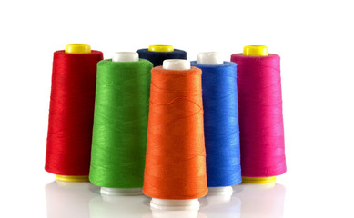 orange red blue green and pink bobbin