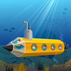 School Children Enjoying  Pencil Submarine Ride Under The Sea