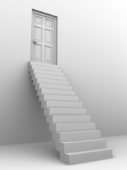3d Stairway to closed doorway