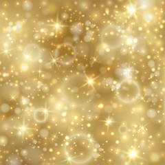 Golden background with stars and twinkly lights - 46536836