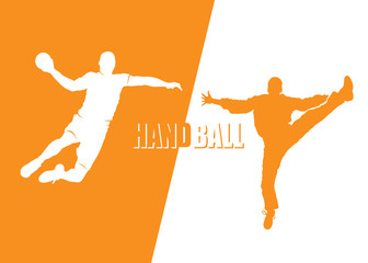 Handball players - vector illustration