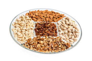 Dried Fruit and Nut Tray, Isolated, White