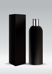 Black cosmetic bottle