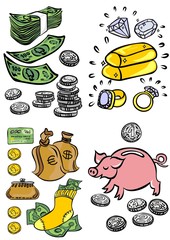 ilustracja biznes finanse pieniądze bogactwo oszczędzanie